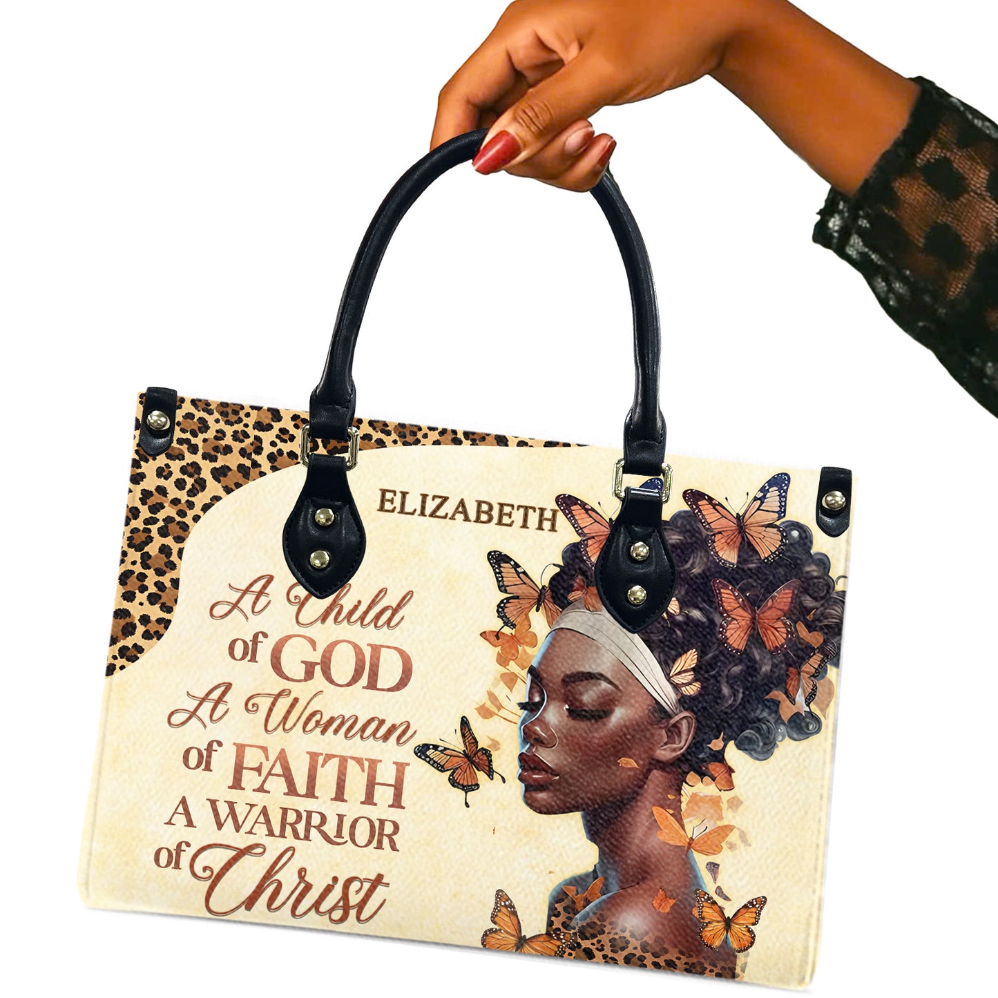 A Child Of God (Cream) - Personalized Leather Handbag ACOG1-Ha