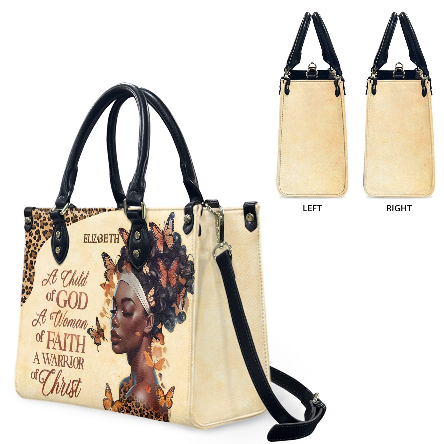 A Child Of God (Cream) - Personalized Leather Handbag ACOG1-Ha