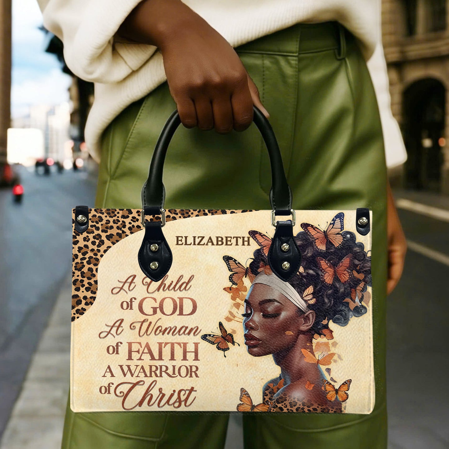 A Child Of God (Cream) - Personalized Leather Handbag ACOG1-Ha