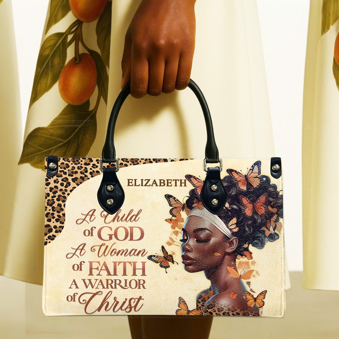 A Child Of God (Cream) - Personalized Leather Handbag ACOG1-Ha