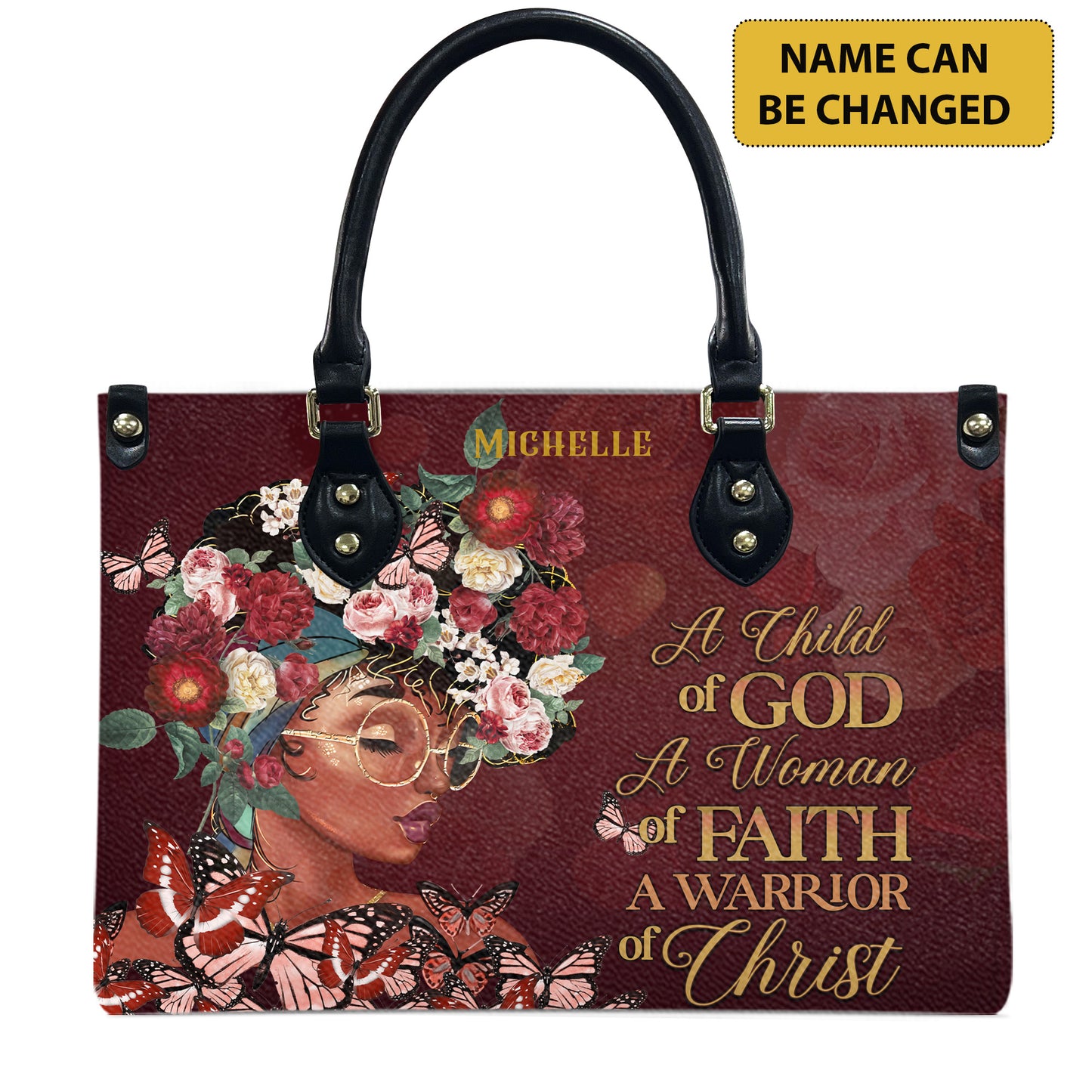 A Child Of God (Maroon) - Personalized Leather Handbag YA1-Ha