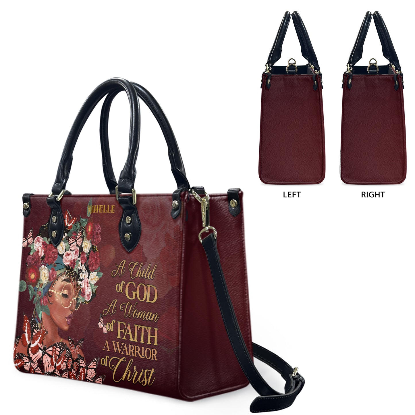 A Child Of God (Maroon) - Personalized Leather Handbag YA1-Ha