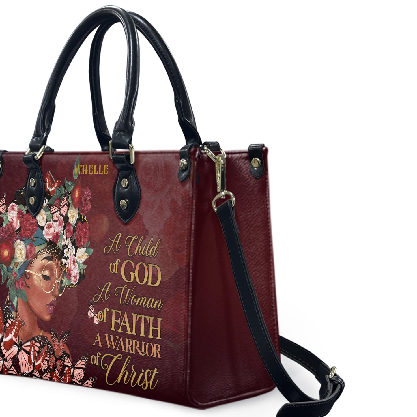 A Child Of God (Maroon) - Personalized Leather Handbag YA1-Ha