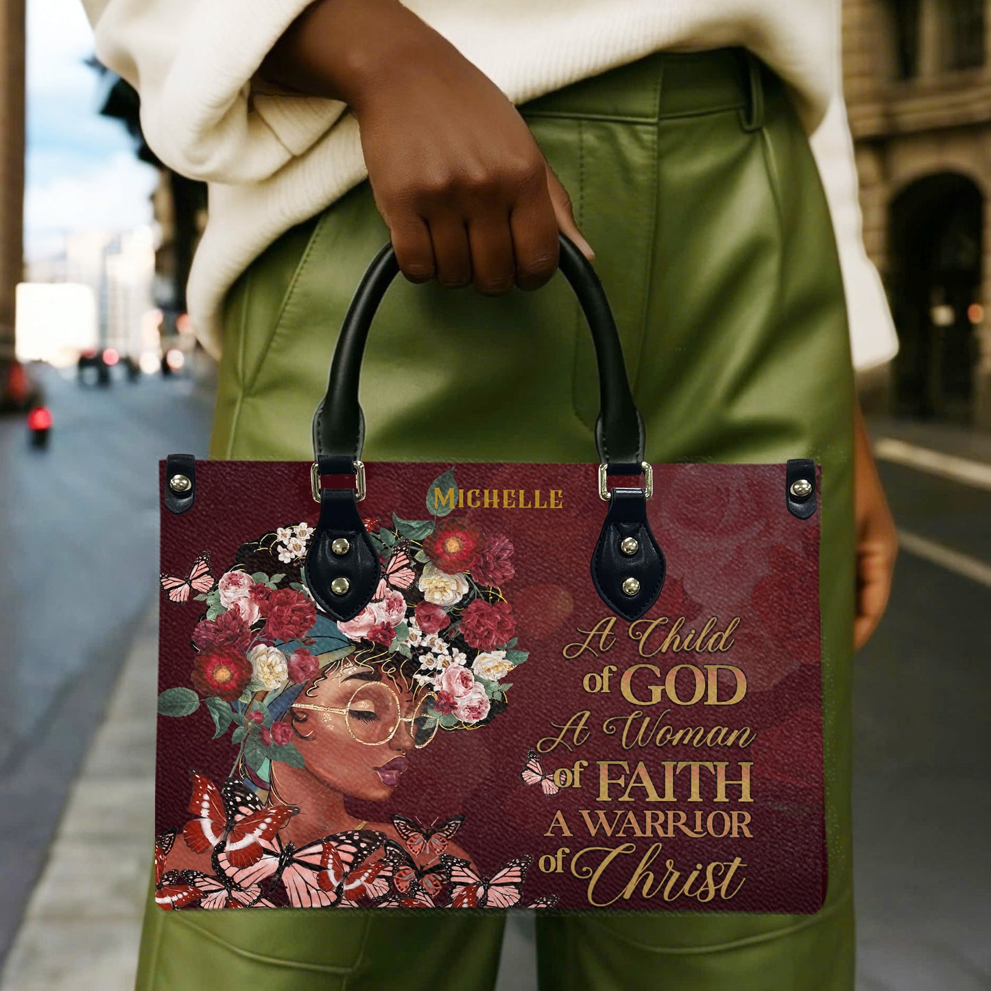 A Child Of God (Maroon) - Personalized Leather Handbag YA1-Ha