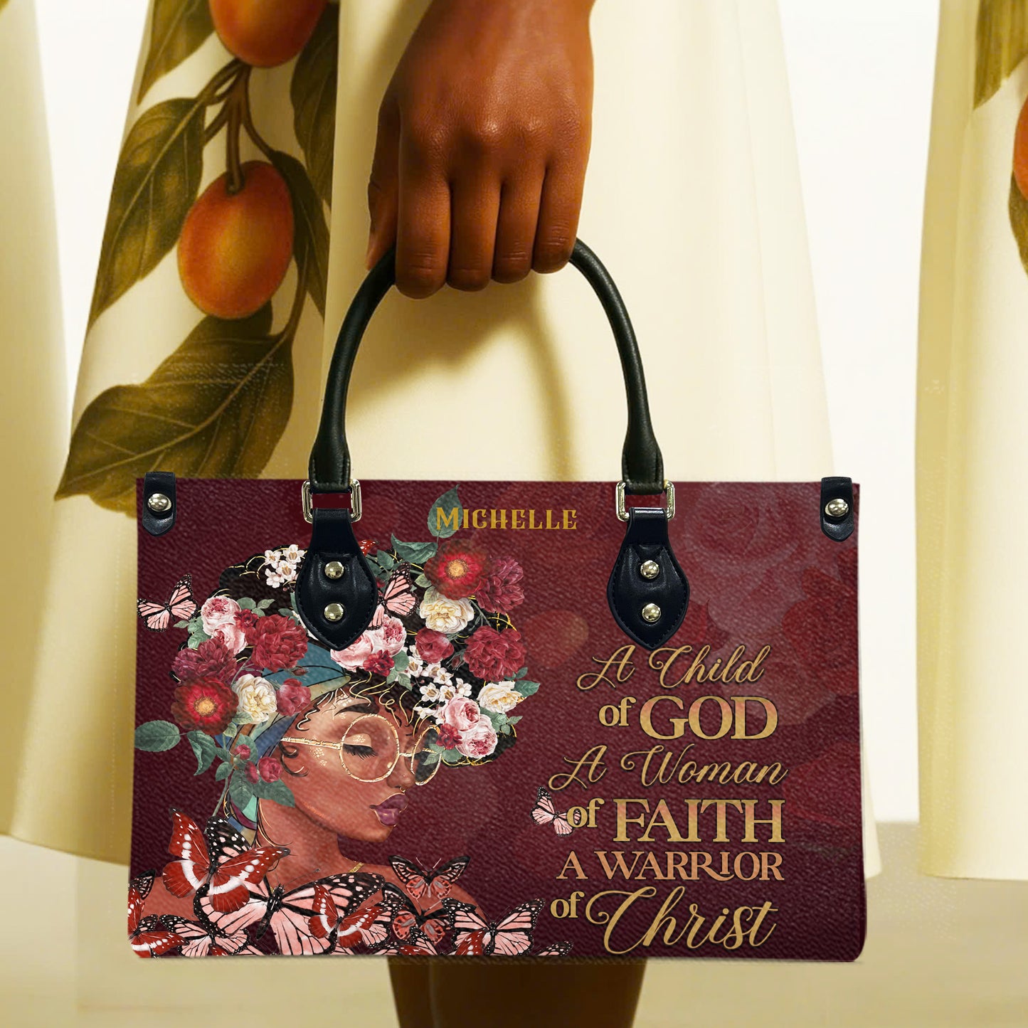 A Child Of God (Maroon) - Personalized Leather Handbag YA1-Ha