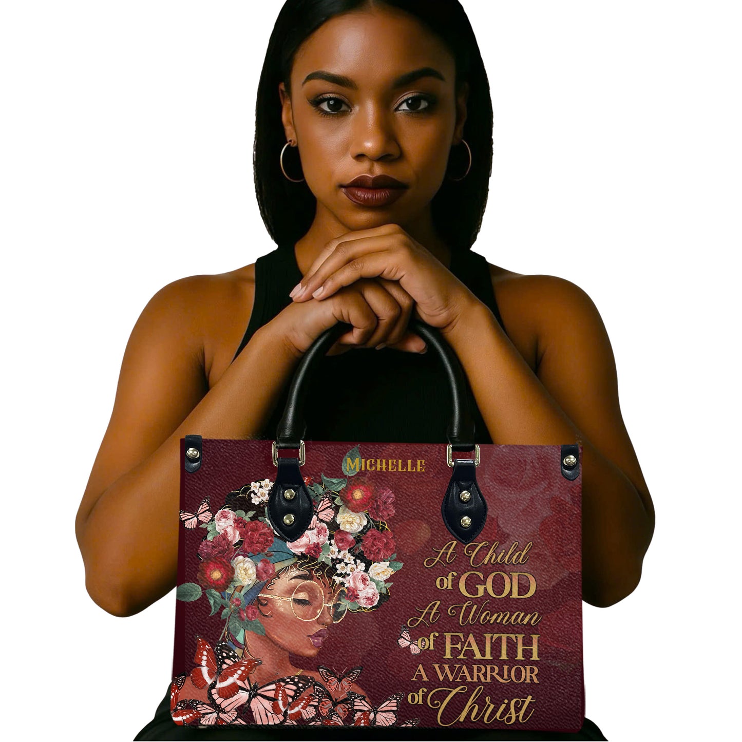 A Child Of God (Maroon) - Personalized Leather Handbag YA1-Ha