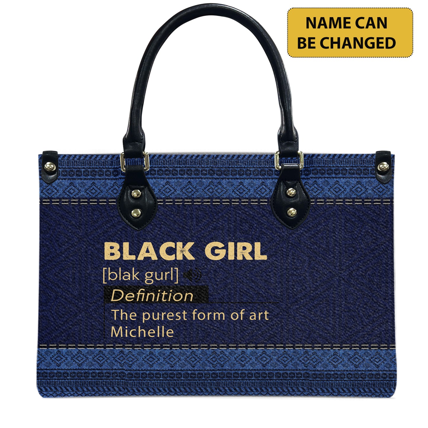 Black Girl (Denim) - Personalized Leather Handbag BG1-Ha