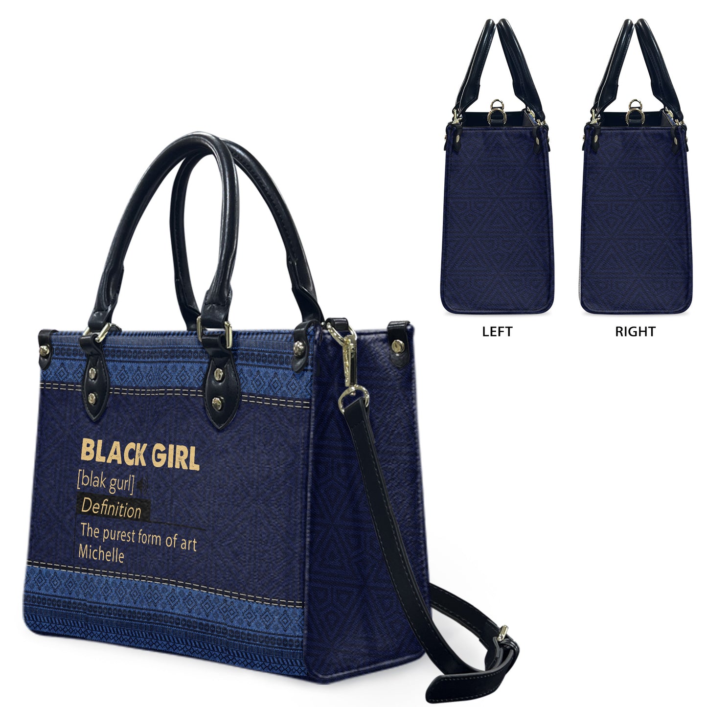 Black Girl (Denim) - Personalized Leather Handbag BG1-Ha