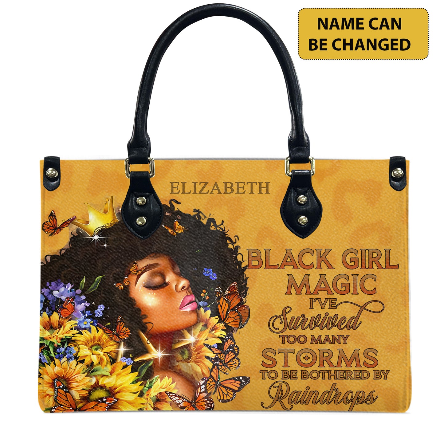 Black Girl Magic (Brown Leopard) - Personalized Leather Handbag YA1-Ha