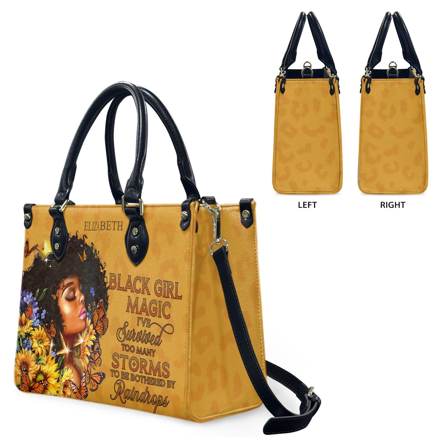 Black Girl Magic (Brown Leopard) - Personalized Leather Handbag YA1-Ha