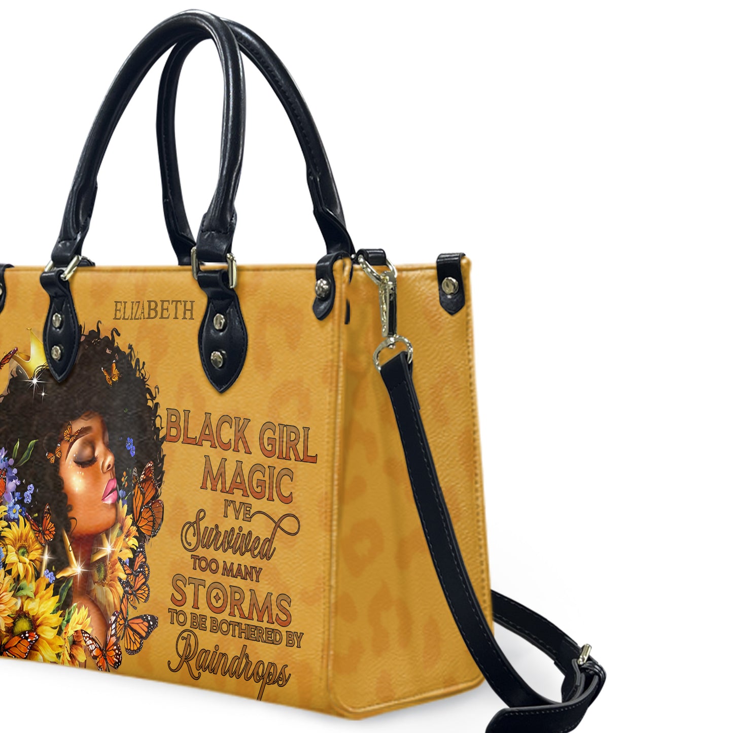 Black Girl Magic (Brown Leopard) - Personalized Leather Handbag YA1-Ha