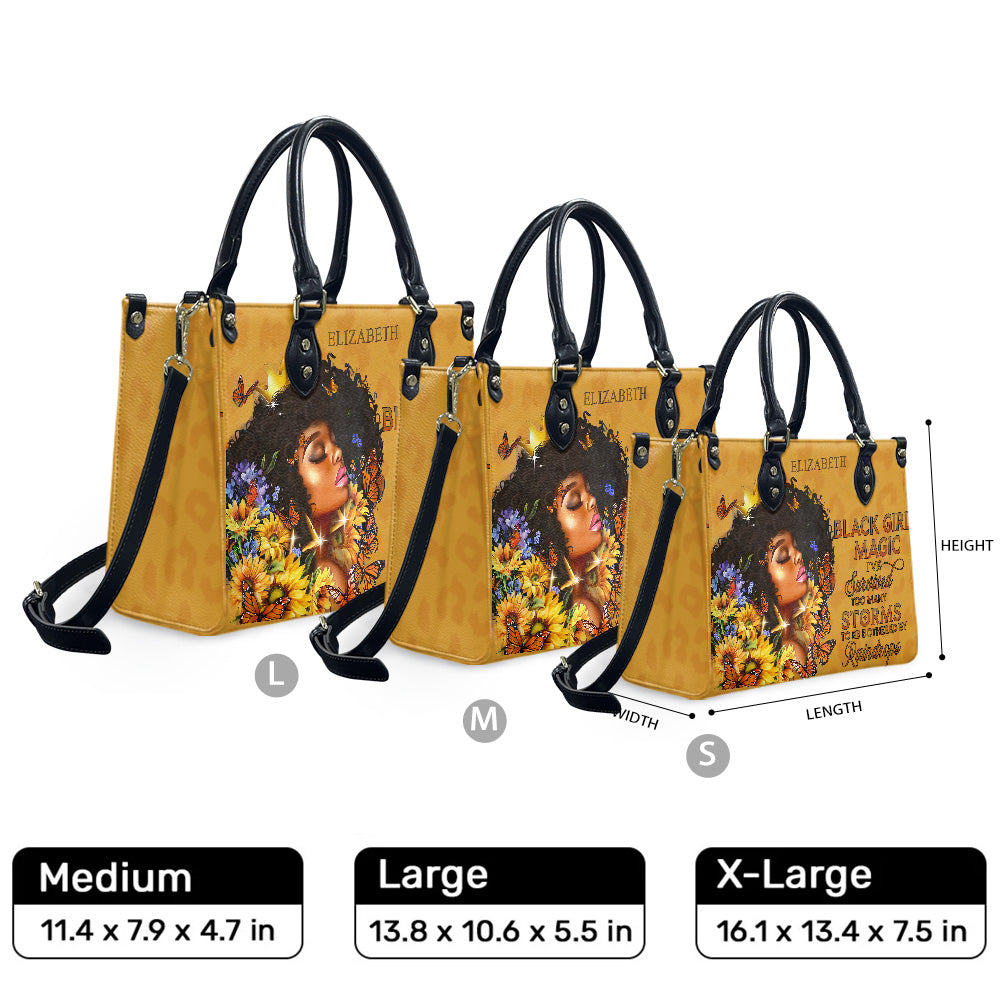 Black Girl Magic (Brown Leopard) - Personalized Leather Handbag YA1-Ha