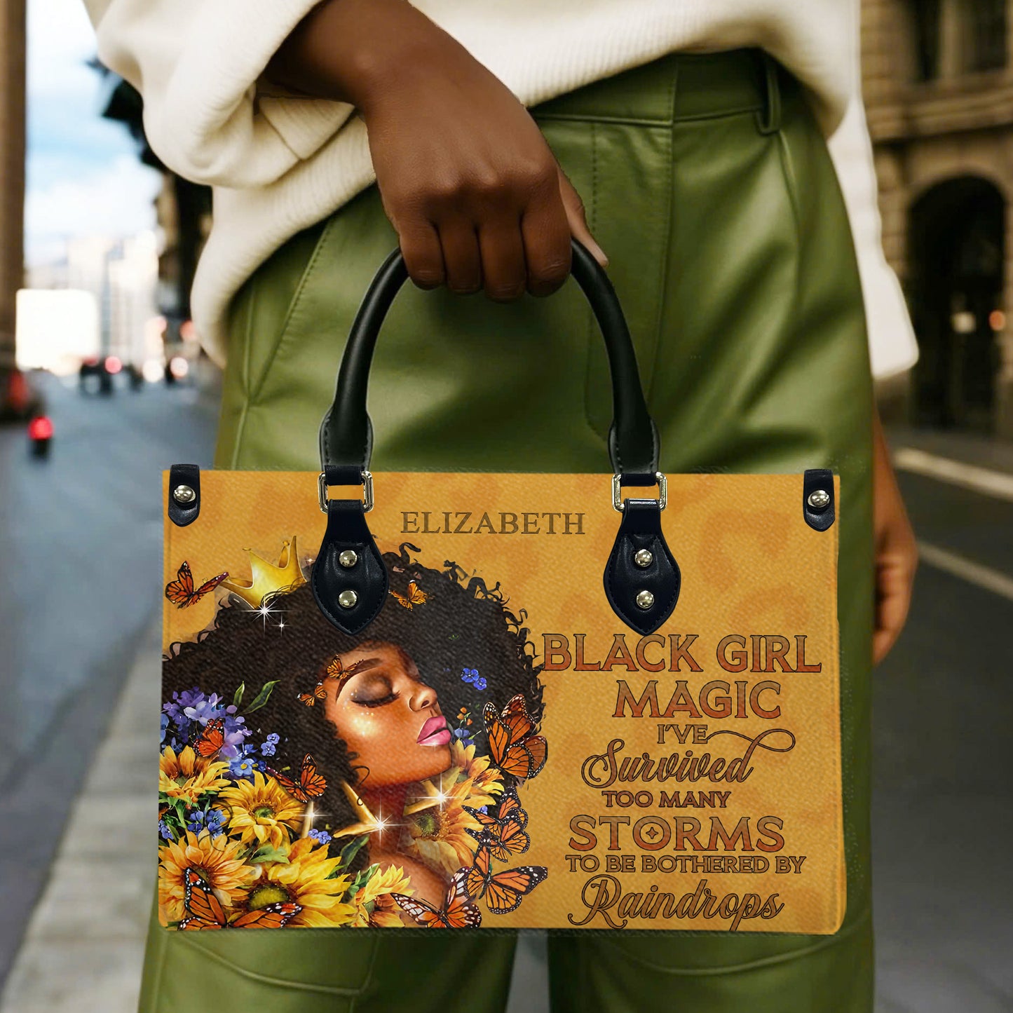 Black Girl Magic (Brown Leopard) - Personalized Leather Handbag YA1-Ha
