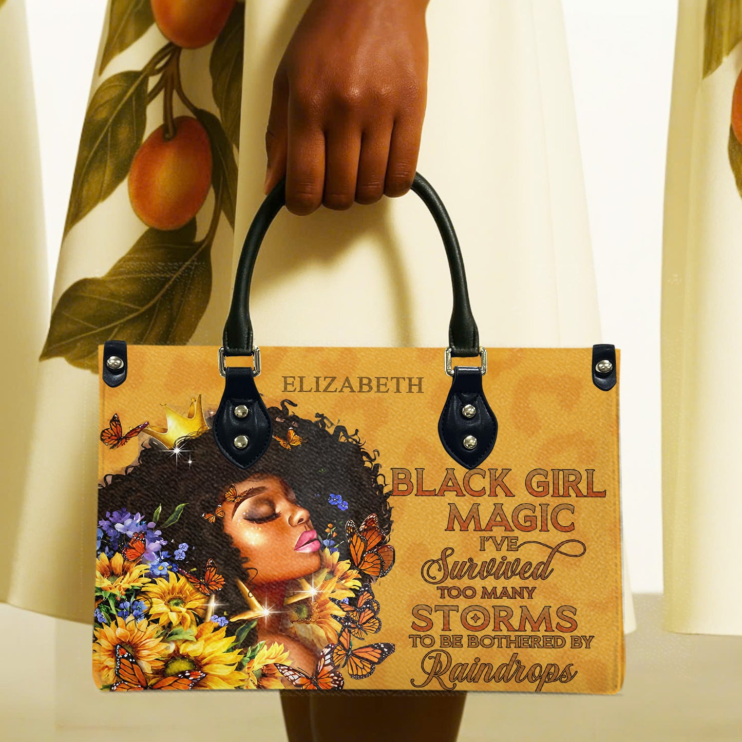 Black Girl Magic (Brown Leopard) - Personalized Leather Handbag YA1-Ha