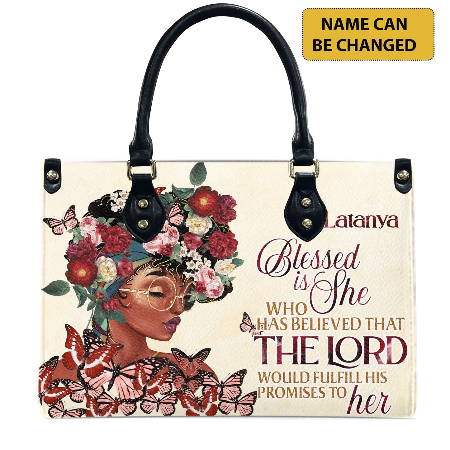 Blessed Is She Who Has Believed That The Lord Would Fulfill His Promises To Her (Cream 2) - Personalized Leather Handbag YA1-Ha