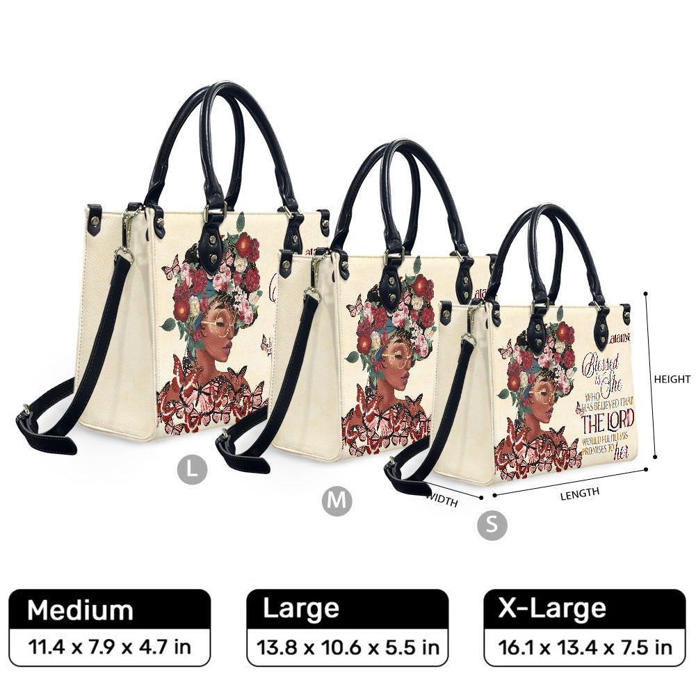 Blessed Is She Who Has Believed That The Lord Would Fulfill His Promises To Her (Cream 2) - Personalized Leather Handbag YA1-Ha