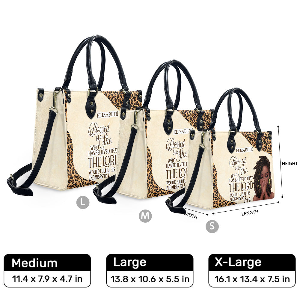 Blessed Is She Who Has Believed That The Lord Would Fulfill His Promises To Her (Cream) - Personalized Leather Handbag YA1-Ha