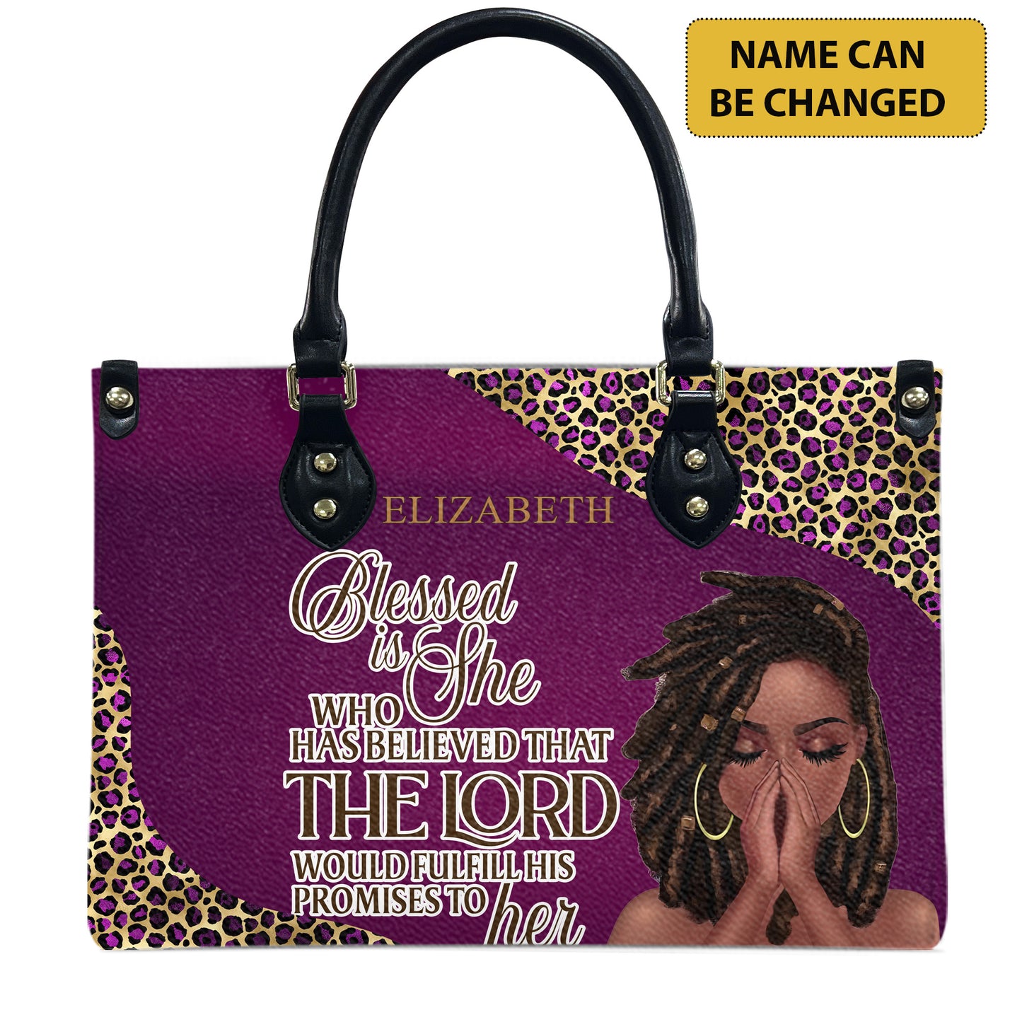 Blessed Is She Who Has Believed That The Lord Would Fulfill His Promises To Her (Deep Pink) - Personalized Leather Handbag YA1-Ha