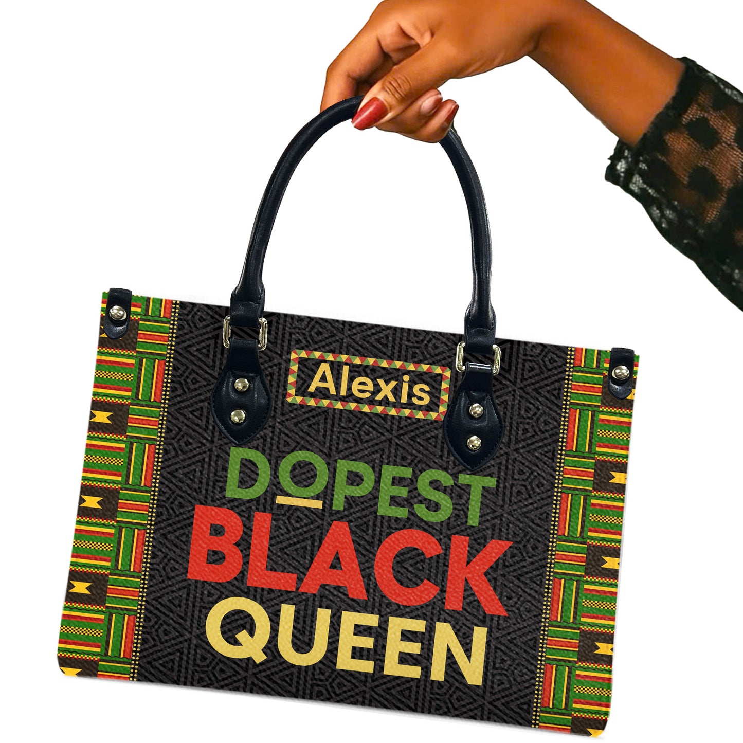Dopest Black Queen (Pattern) - Personalized Leather Handbag YA1-Ha