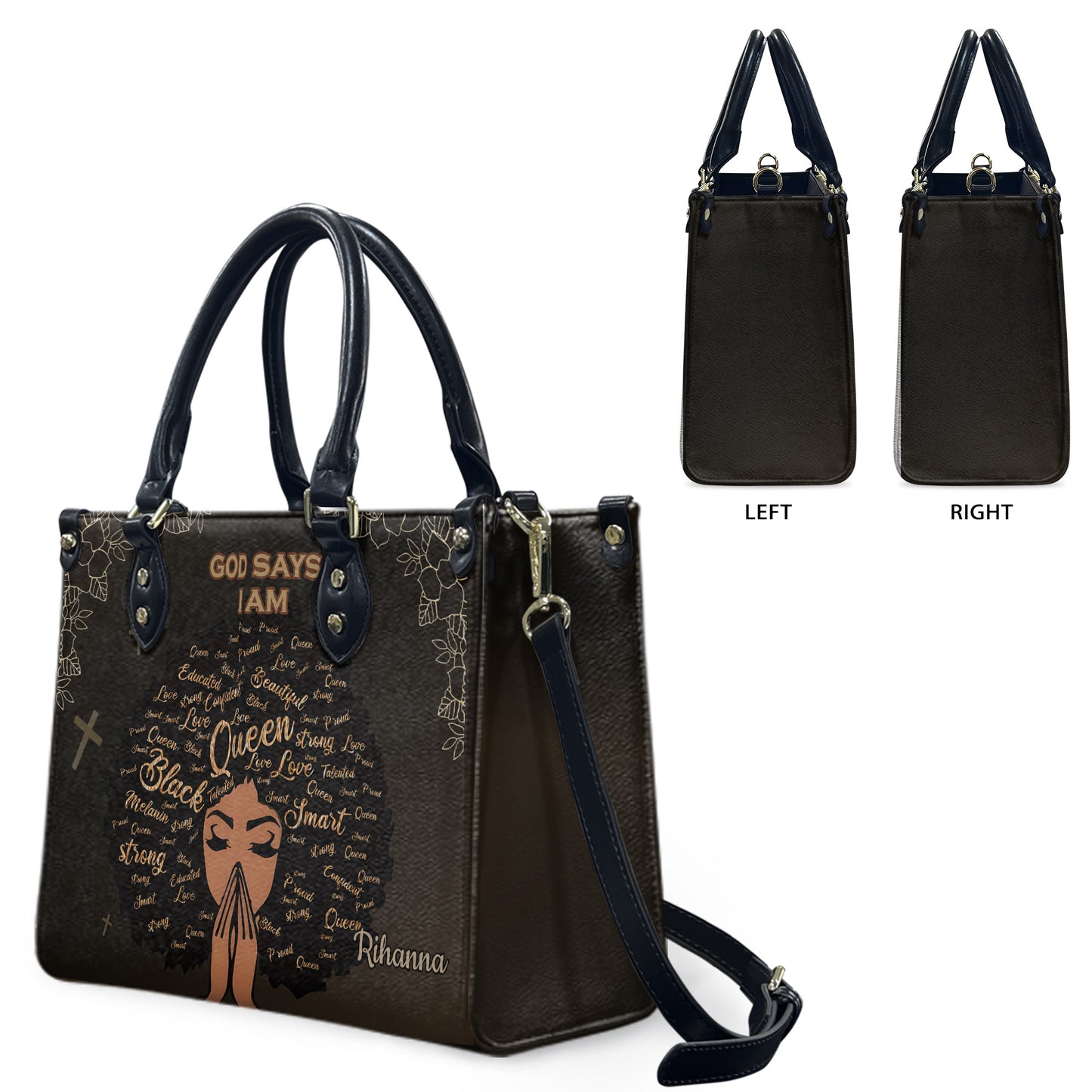God Says I Am (Dark Brown) - Personalized Leather Handbag YA1-Ha