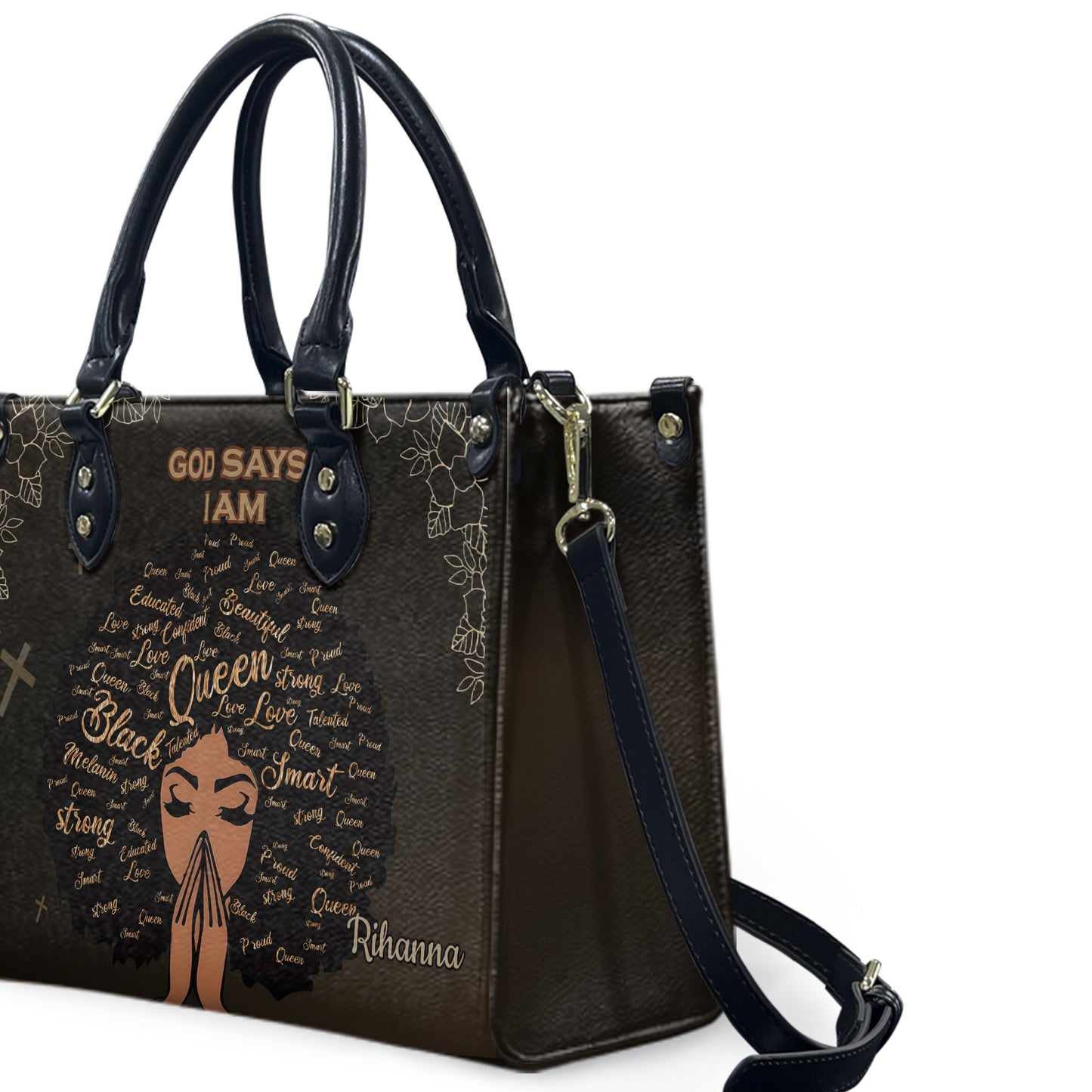 God Says I Am (Dark Brown) - Personalized Leather Handbag YA1-Ha