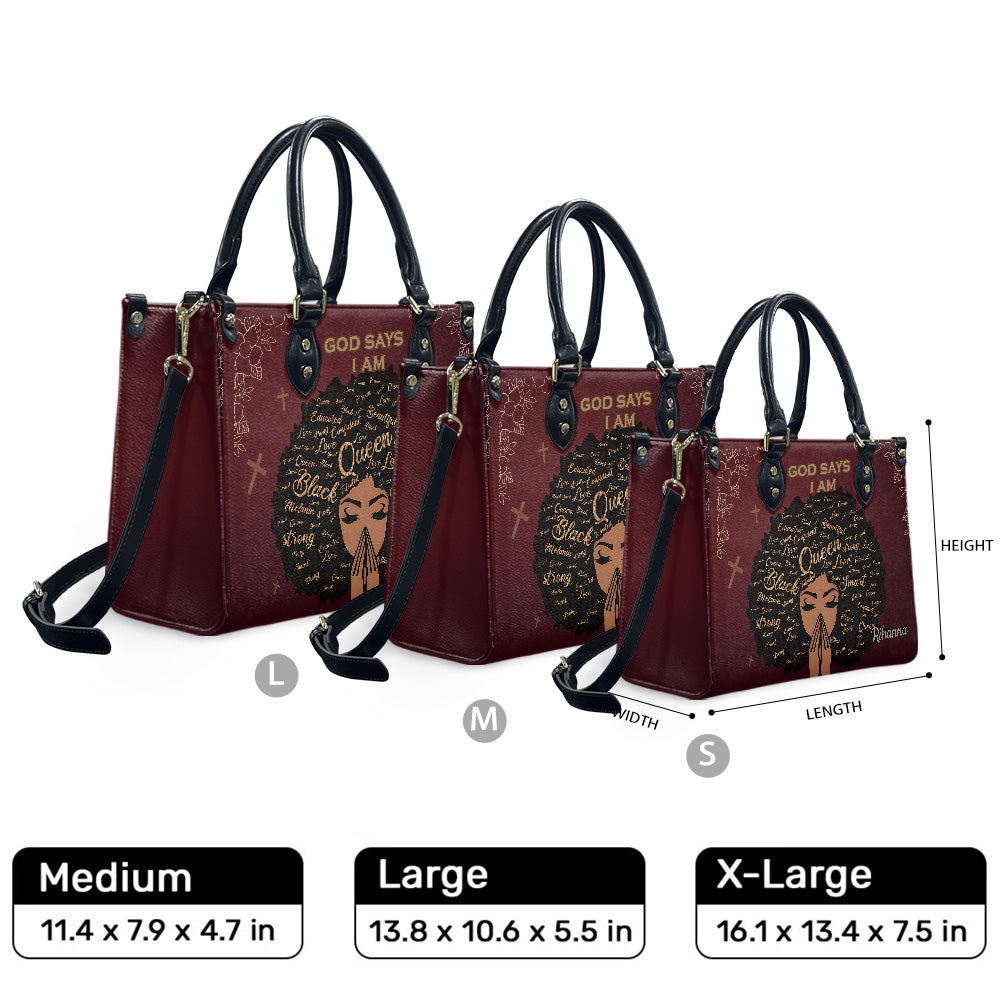 God Says I Am (Maroon) - Personalized Leather Handbag YA1-Ha