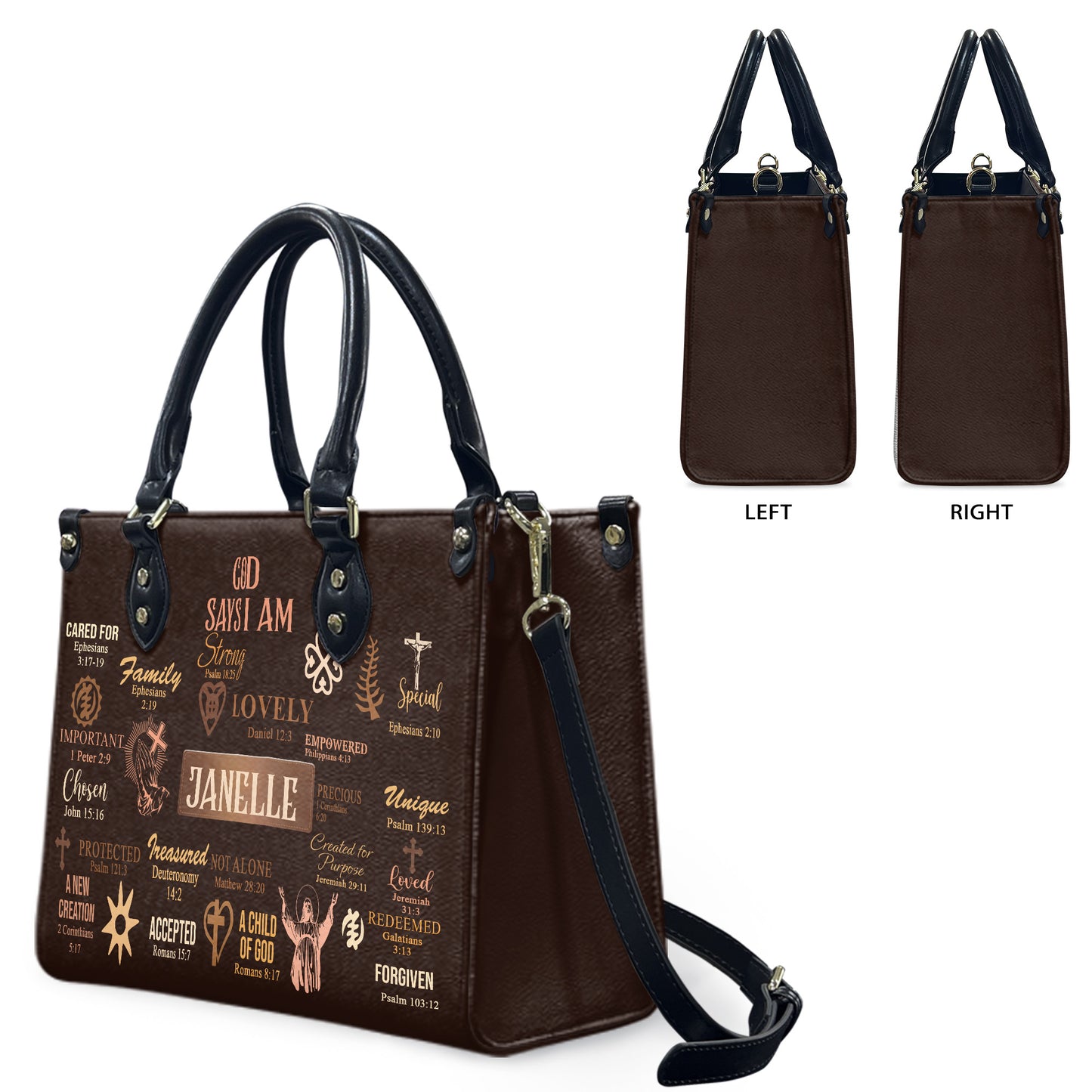 God Says I Am (Brown) - Personalized Leather Handbag YA2-Ha