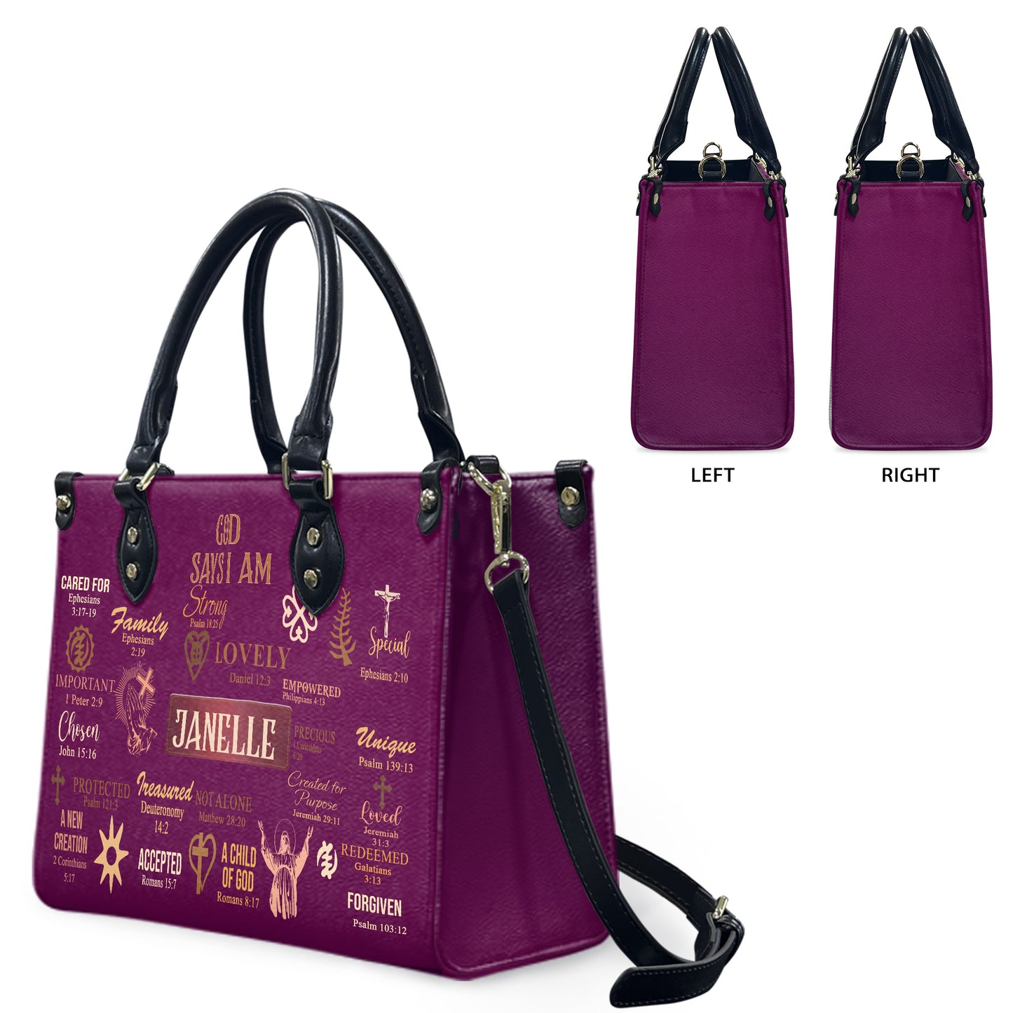 God Says I Am (Deep Pink) - Personalized Leather Handbag YA2-Ha