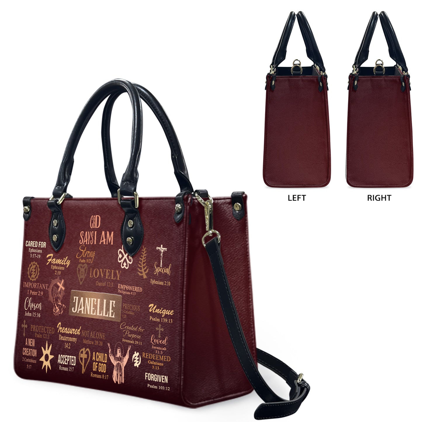 God Says I Am (Maroon) - Personalized Leather Handbag YA2-Ha