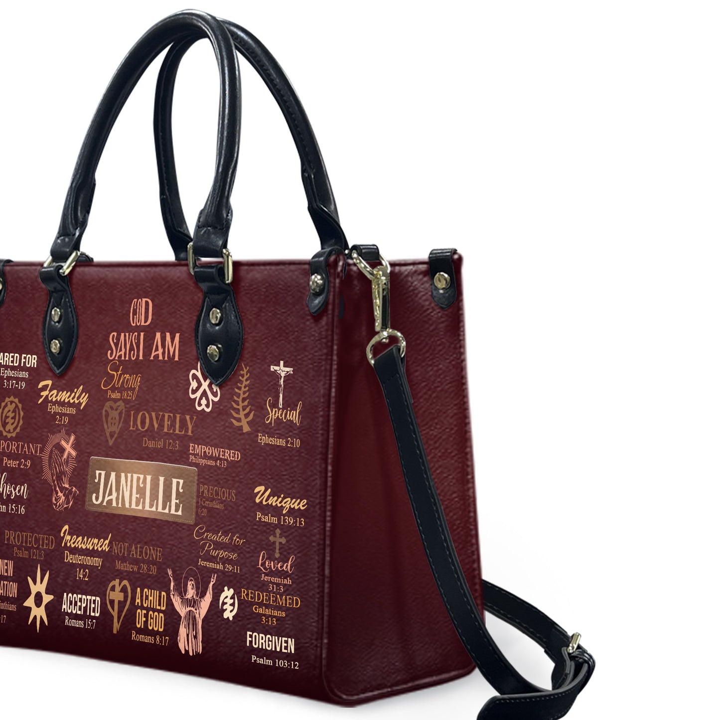 God Says I Am (Maroon) - Personalized Leather Handbag YA2-Ha