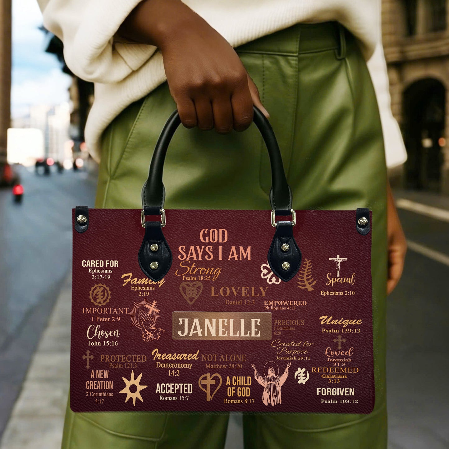 God Says I Am (Maroon) - Personalized Leather Handbag YA2-Ha
