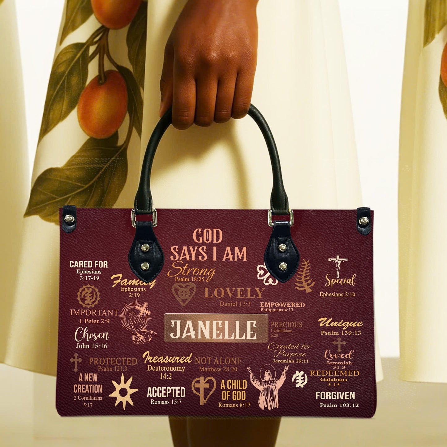 God Says I Am (Maroon) - Personalized Leather Handbag YA2-Ha