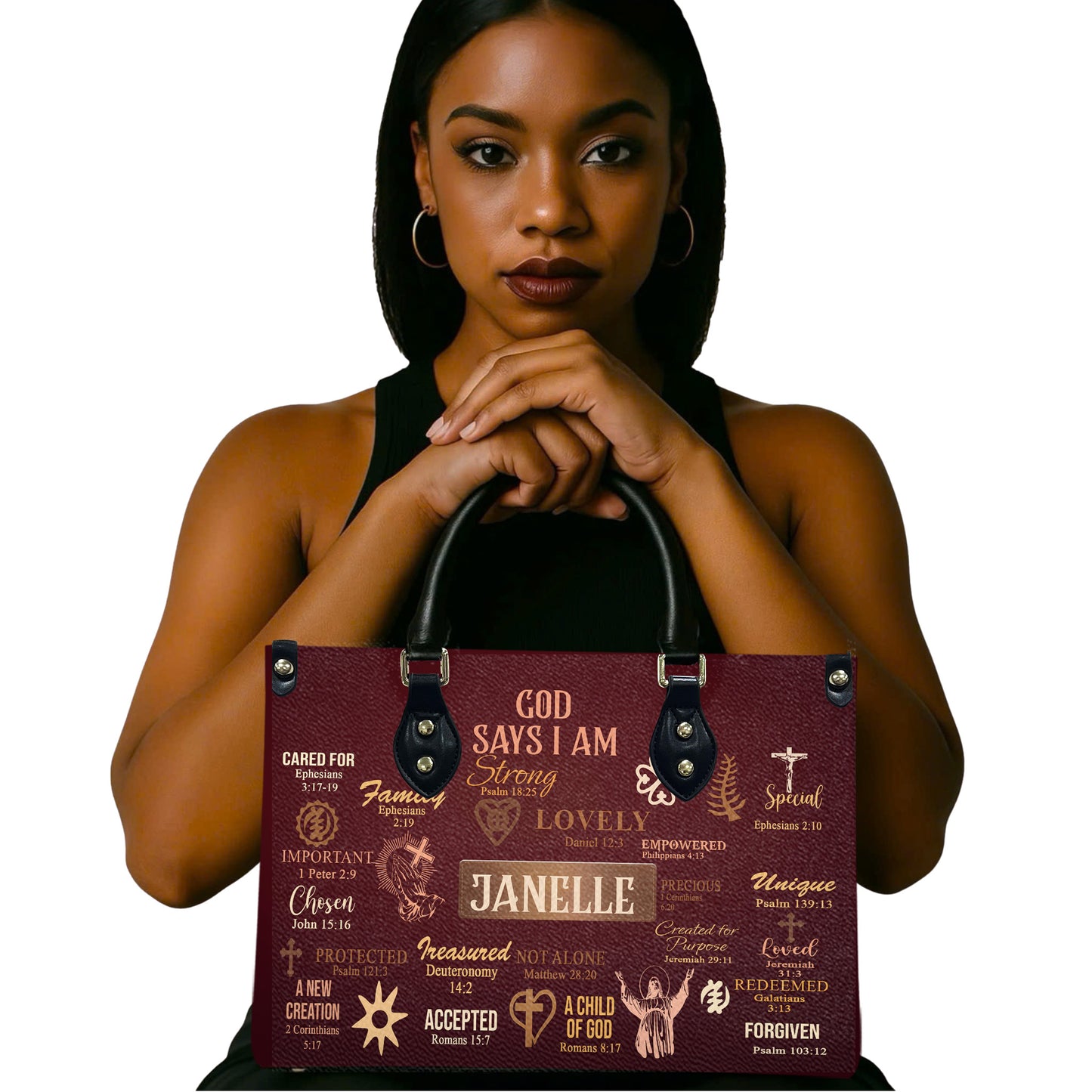 God Says I Am (Maroon) - Personalized Leather Handbag YA2-Ha