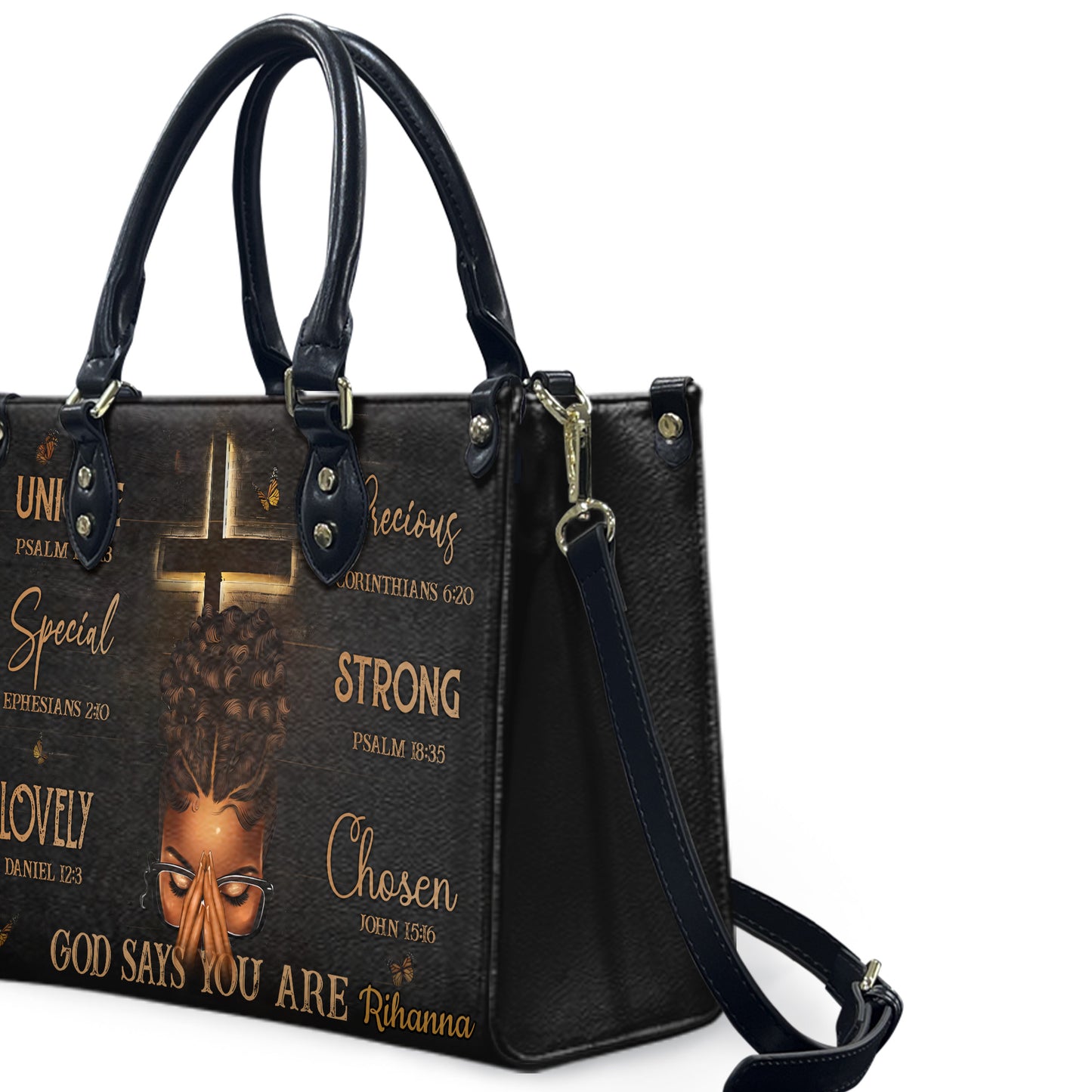 God Says You Are (Black) - Personalized Leather Handbag YA1-Ha