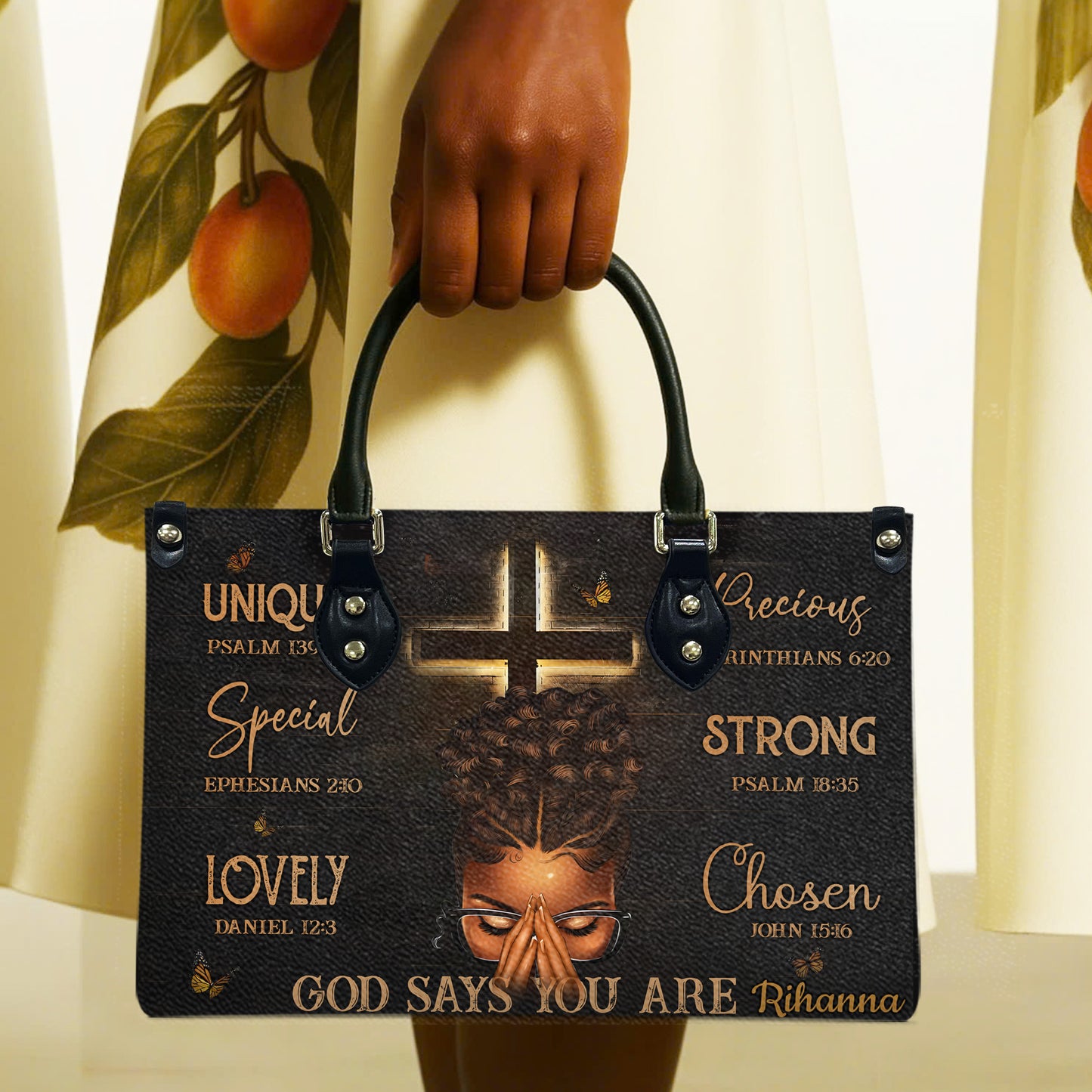 God Says You Are (Black) - Personalized Leather Handbag YA1-Ha