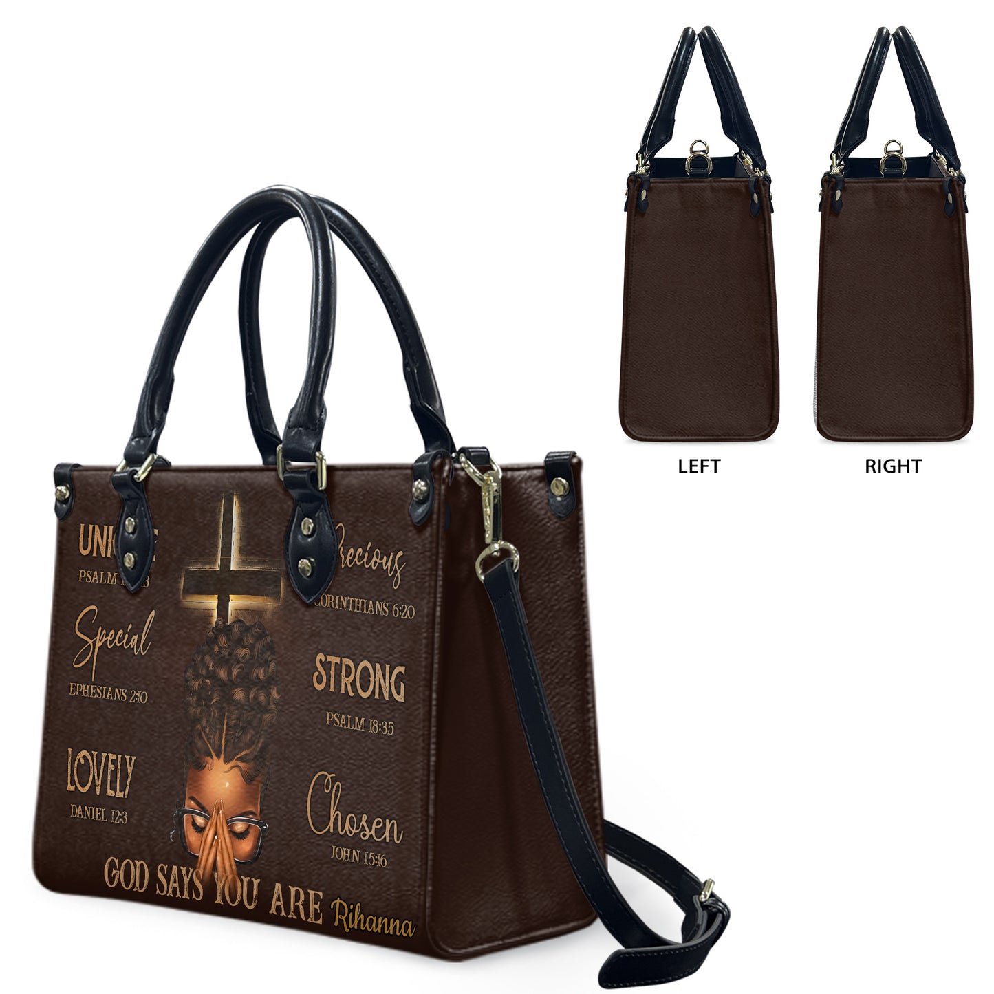 God Says You Are (Chocolate Brown) - Personalized Leather Handbag GSYA1-Ha