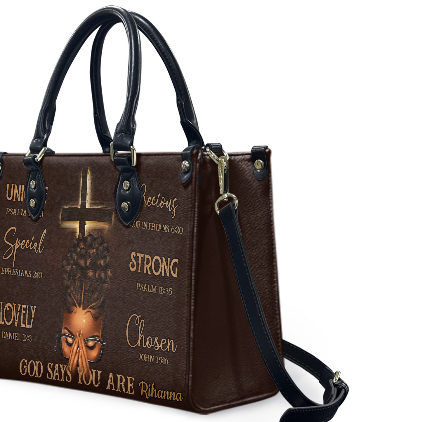 God Says You Are (Chocolate Brown) - Personalized Leather Handbag GSYA1-Ha