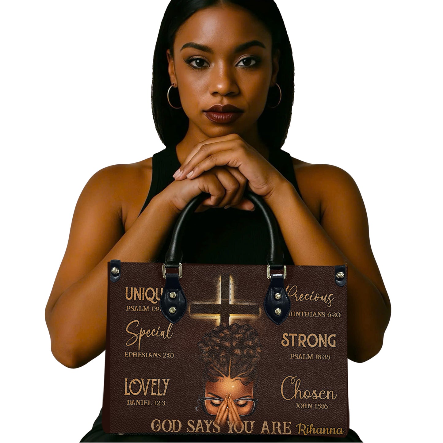 God Says You Are (Chocolate Brown) - Personalized Leather Handbag GSYA1-Ha