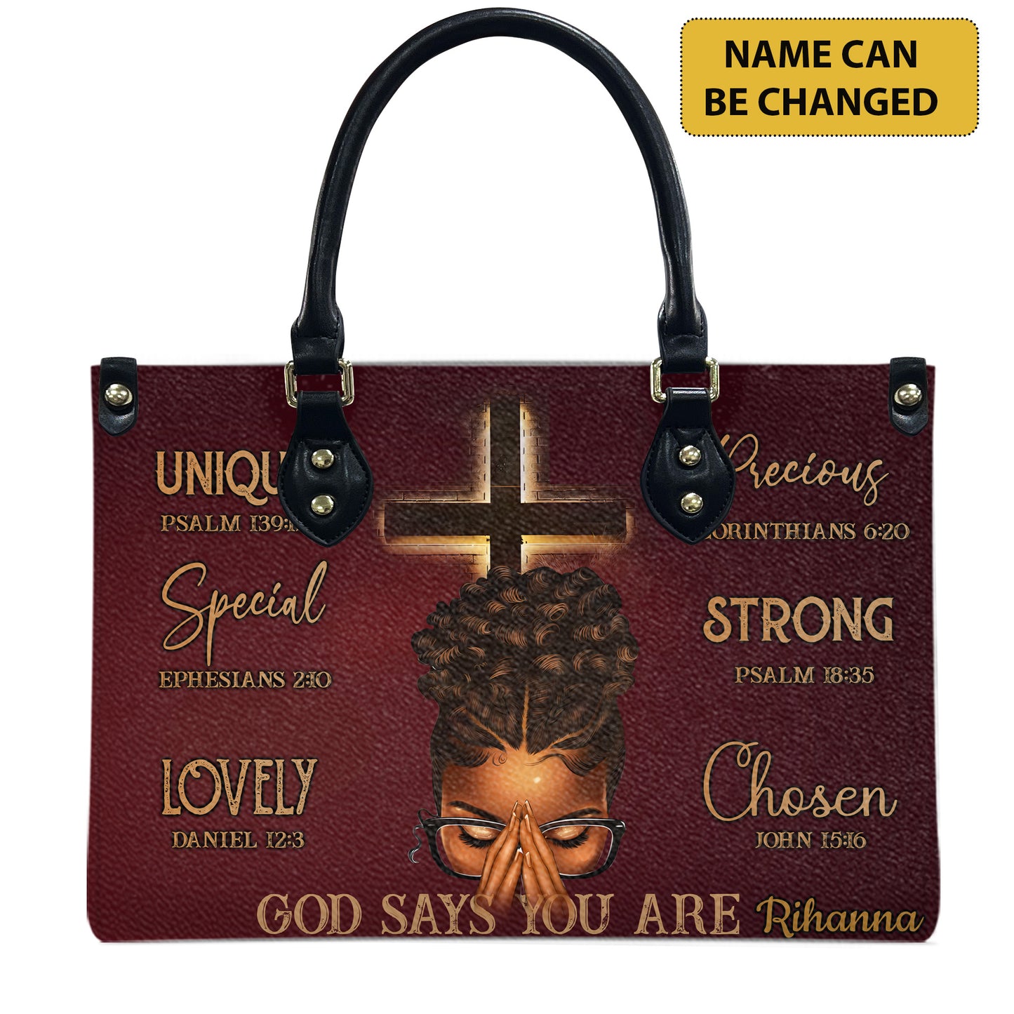 God Says You Are (Maroon) - Personalized Leather Handbag YA1-Ha