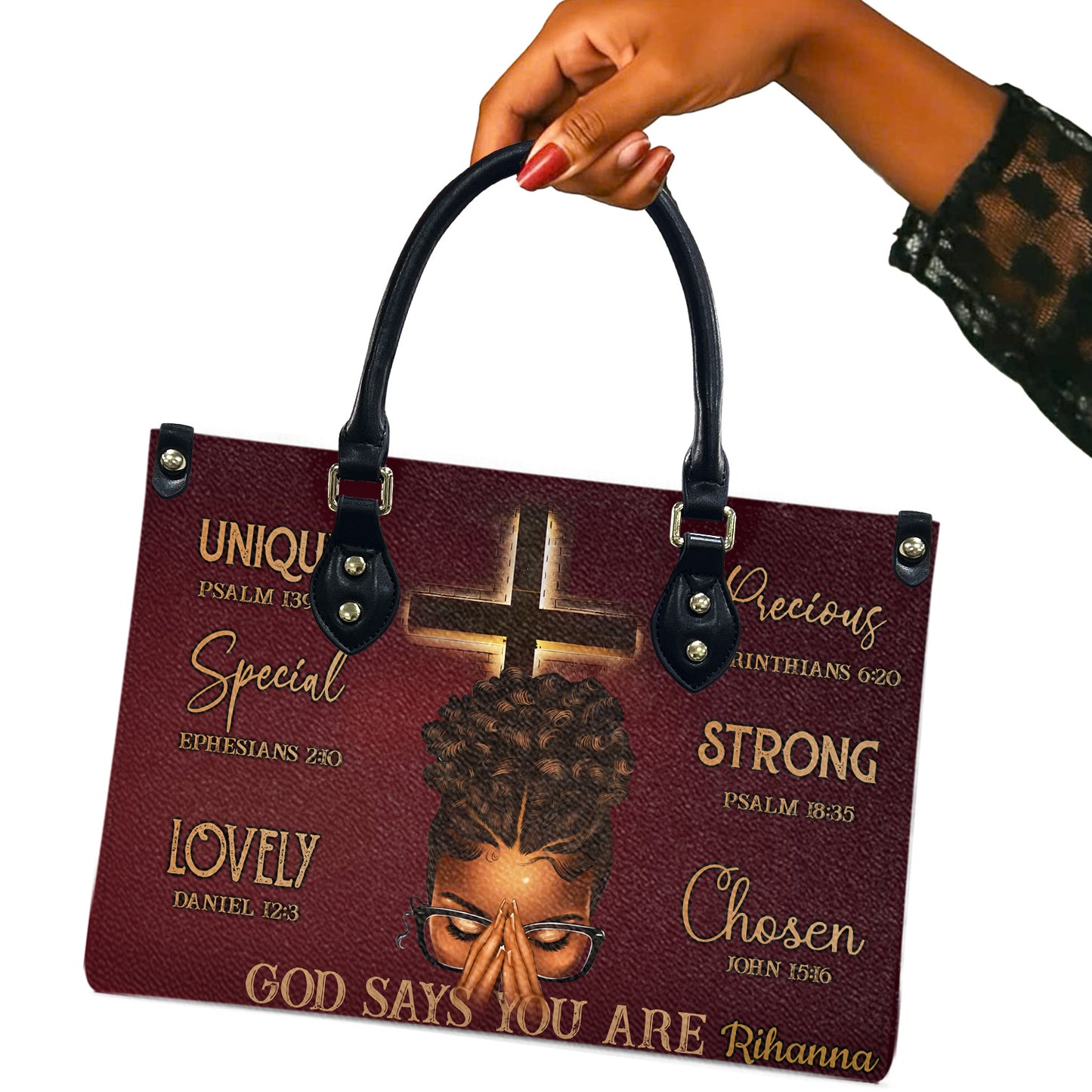 God Says You Are (Maroon) - Personalized Leather Handbag YA1-Ha