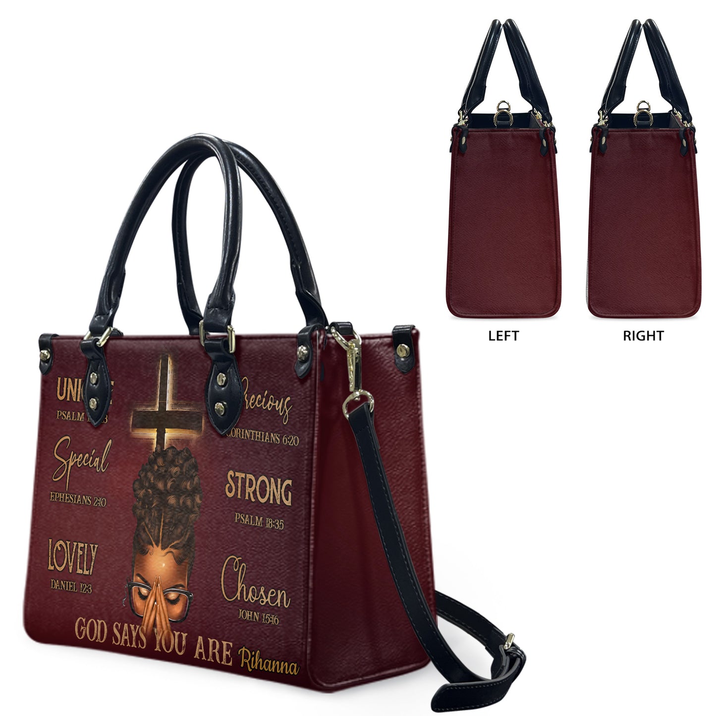 God Says You Are (Maroon) - Personalized Leather Handbag YA1-Ha