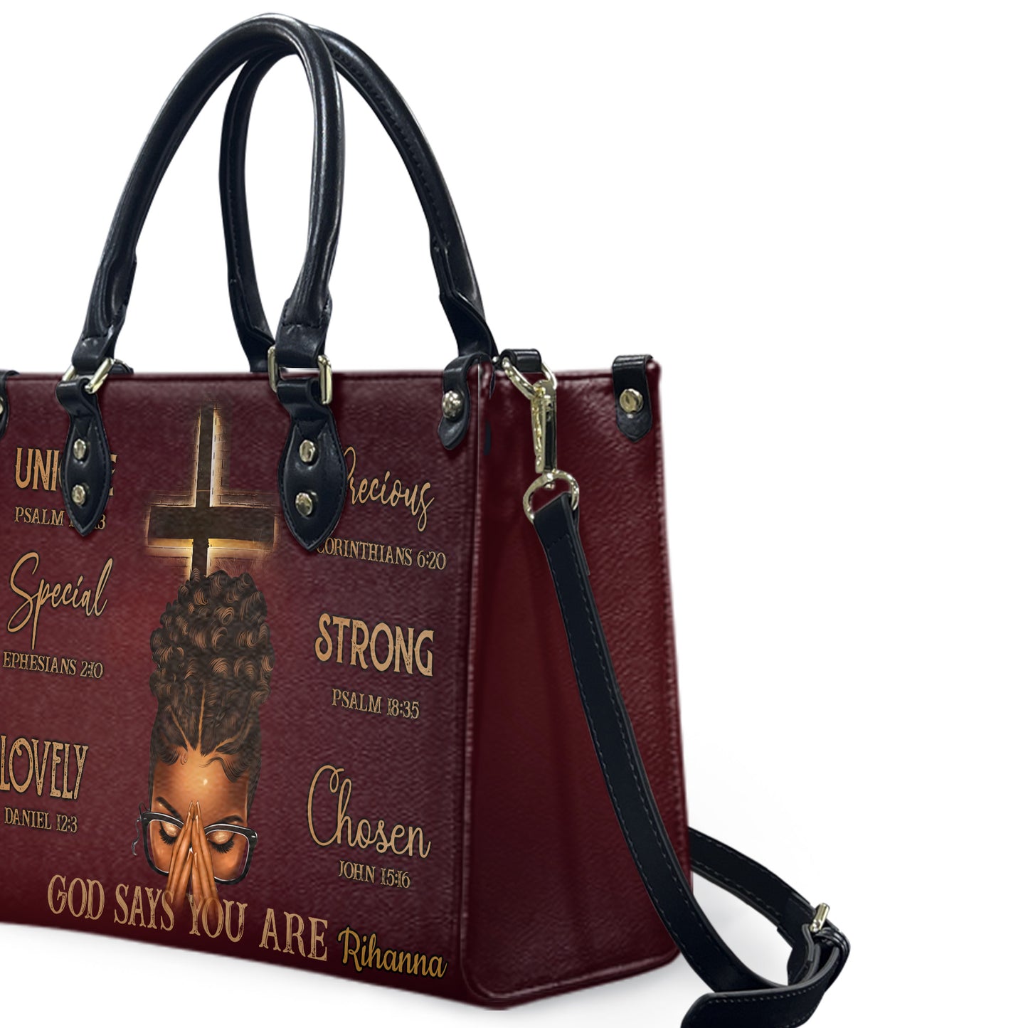 God Says You Are (Maroon) - Personalized Leather Handbag YA1-Ha