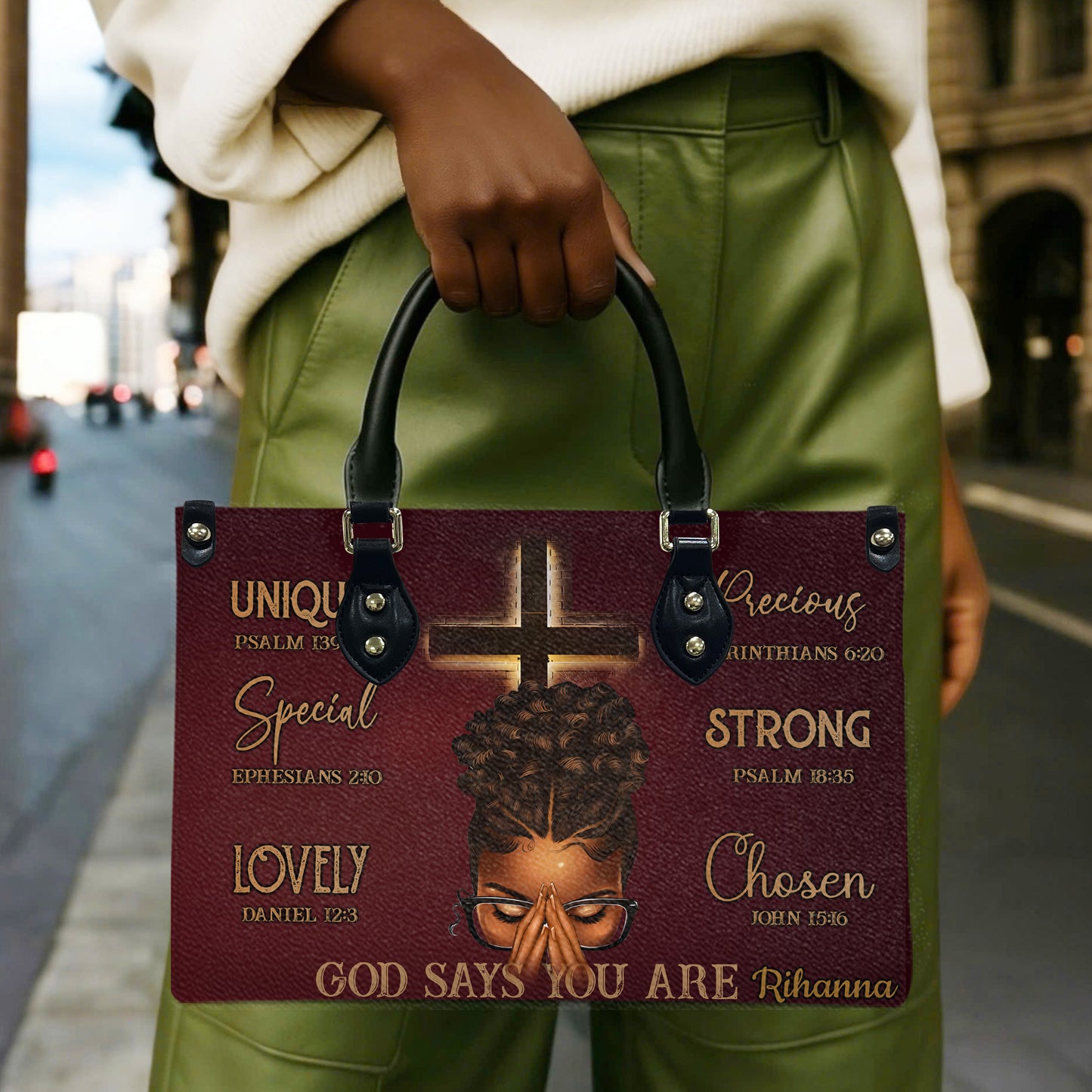 God Says You Are (Maroon) - Personalized Leather Handbag YA1-Ha