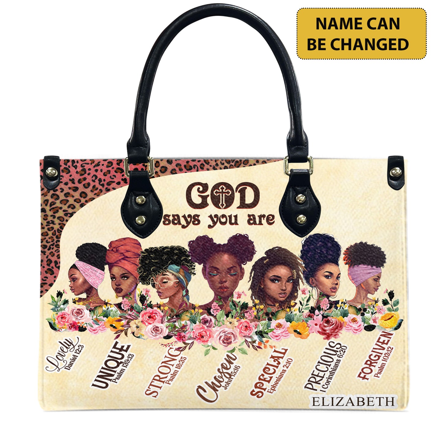 God Says You Are (Cream) - Personalized Leather Handbag GSYA2-Ha