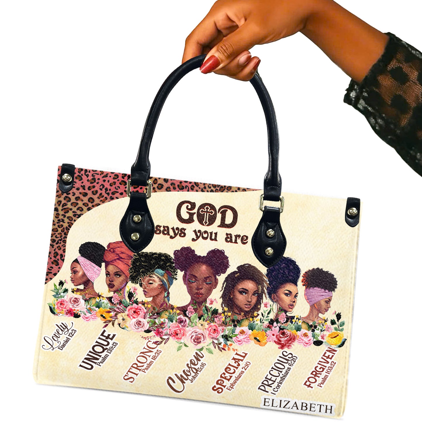 God Says You Are (Cream) - Personalized Leather Handbag GSYA2-Ha