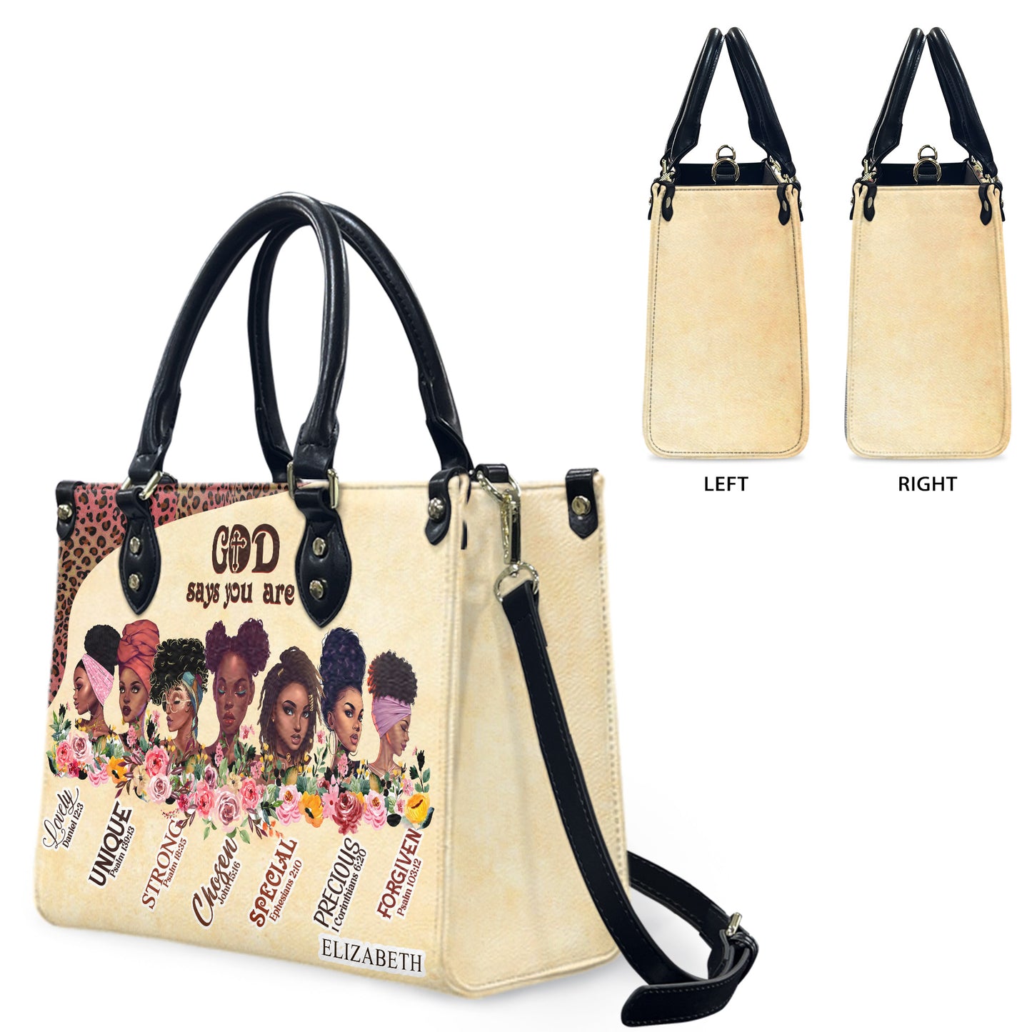 God Says You Are (Cream) - Personalized Leather Handbag GSYA2-Ha