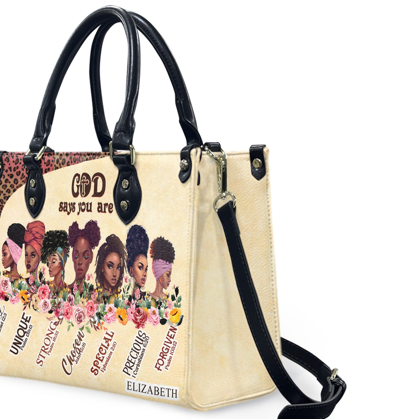 God Says You Are (Cream) - Personalized Leather Handbag GSYA2-Ha