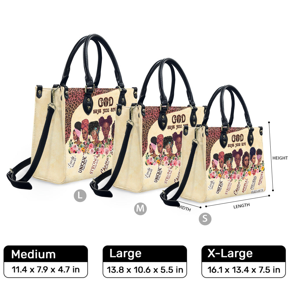 God Says You Are (Cream) - Personalized Leather Handbag GSYA2-Ha