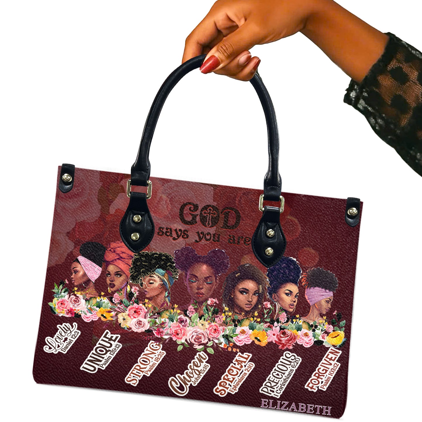 God Says You Are (Maroon) - Personalized Leather Handbag GSYA2-Ha