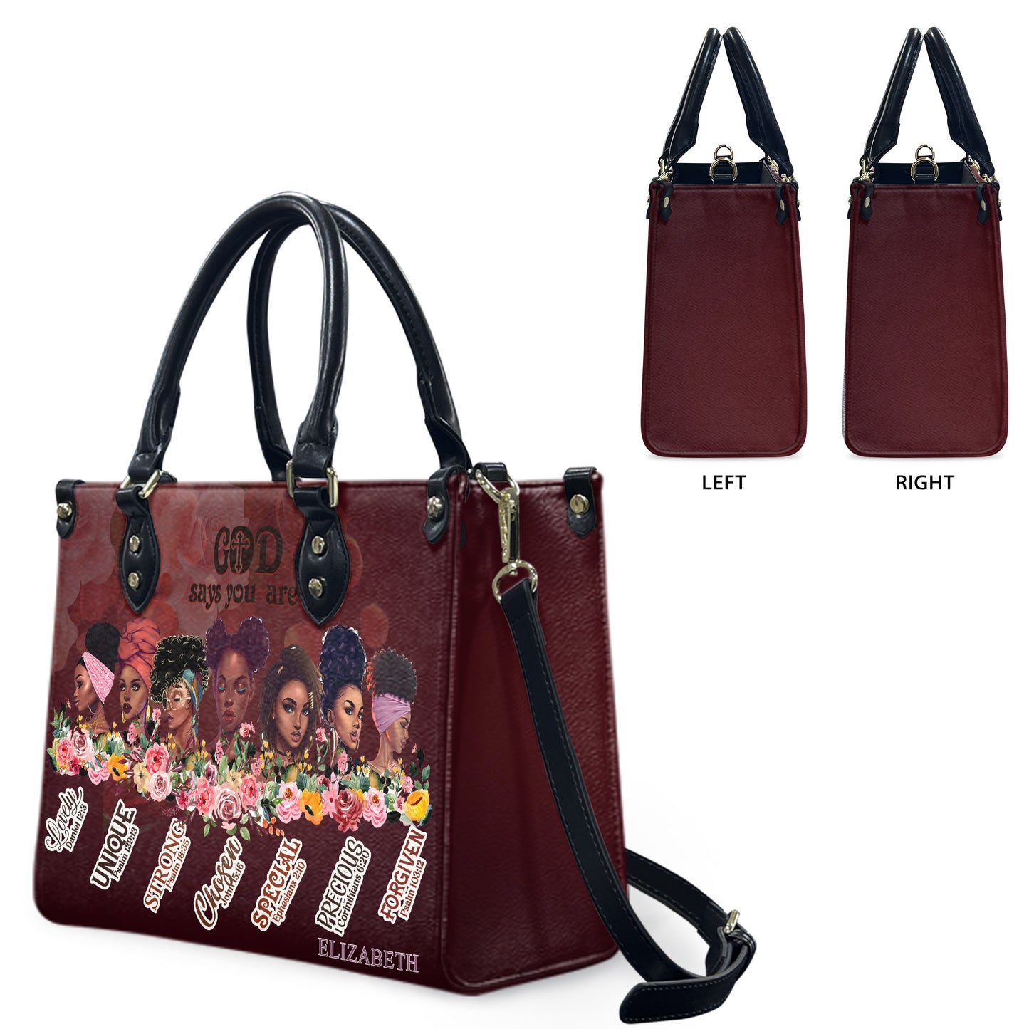 God Says You Are (Maroon) - Personalized Leather Handbag GSYA2-Ha